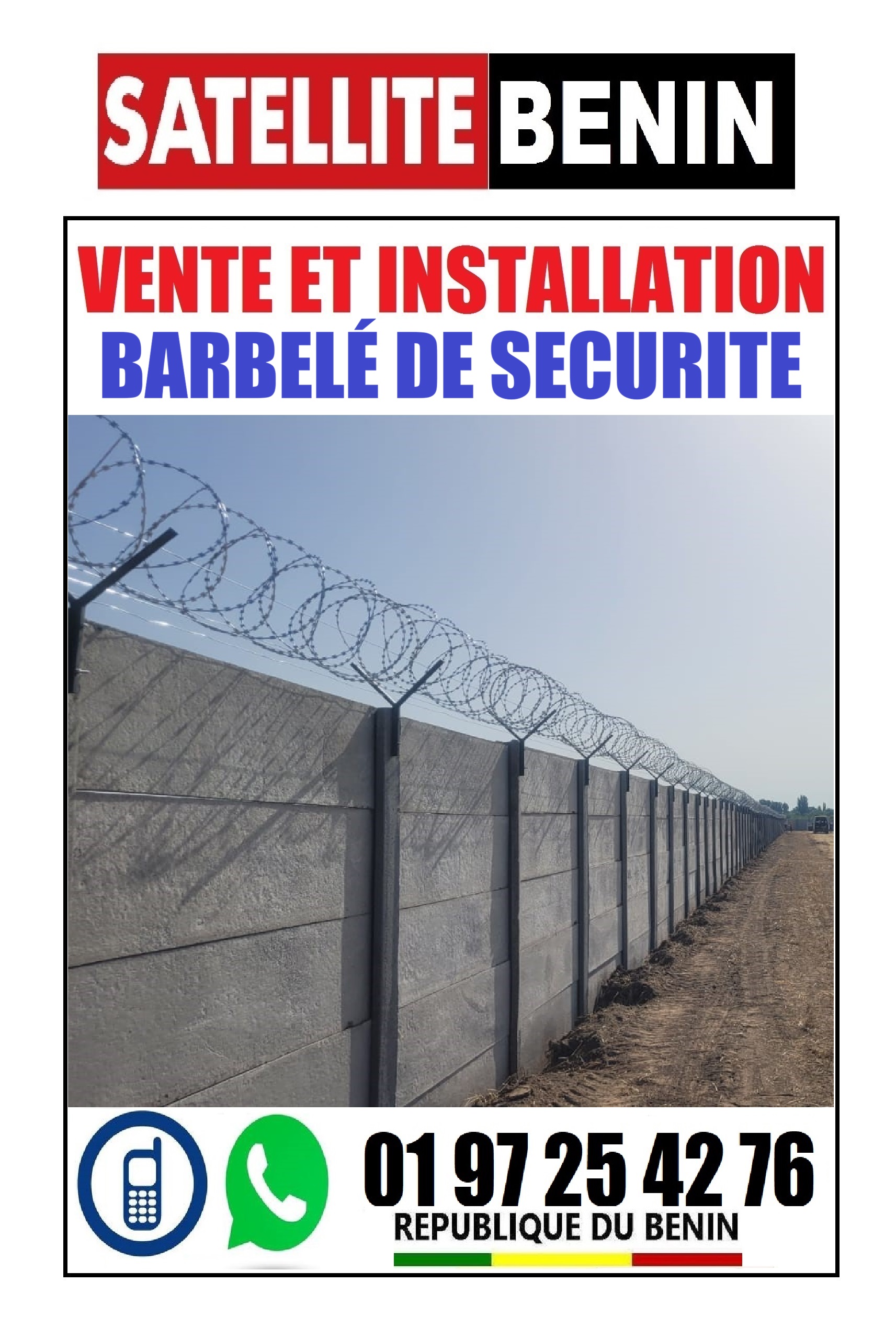 Vente et installation des Barbelées et Fils de clotures electrqiue de securité .