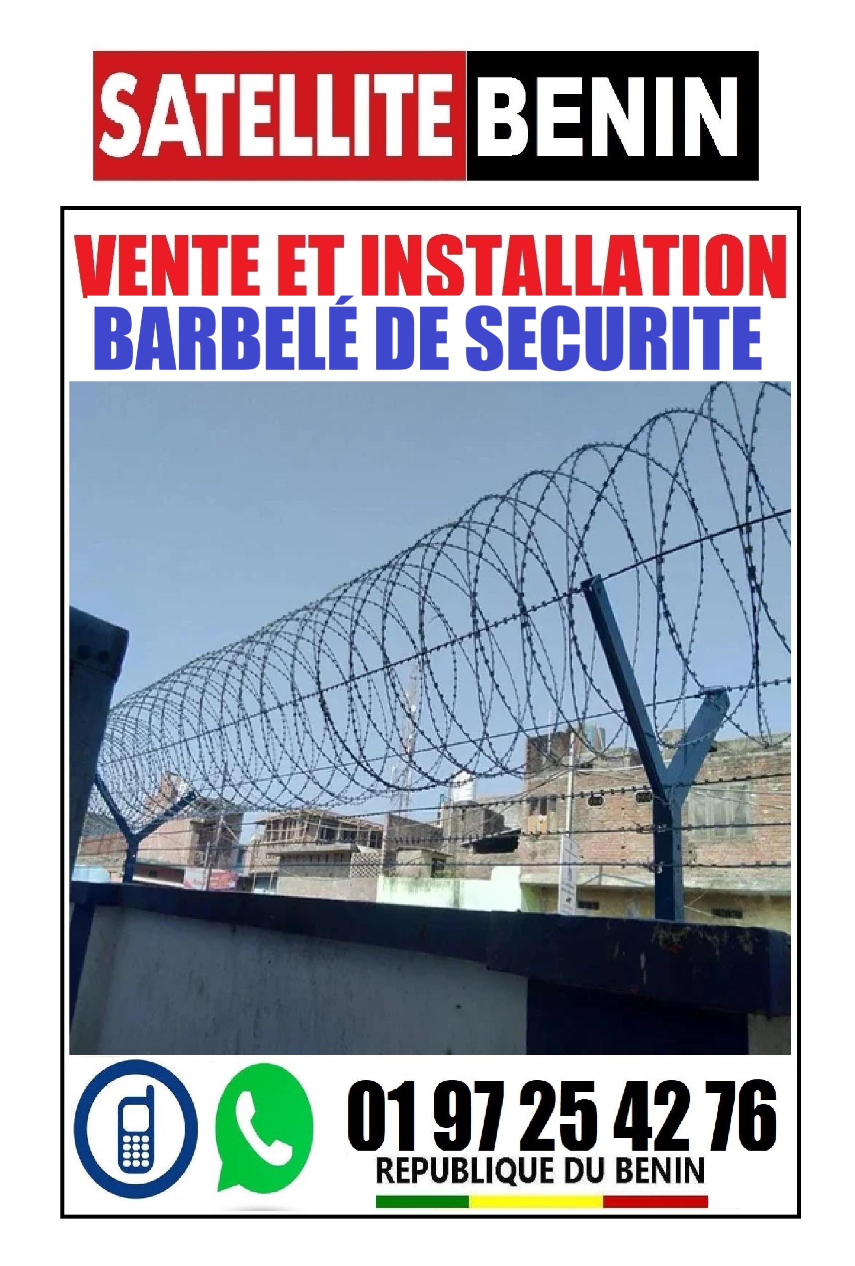 Vente et installation des Barbelées et Fils de clotures electrqiue de securité .