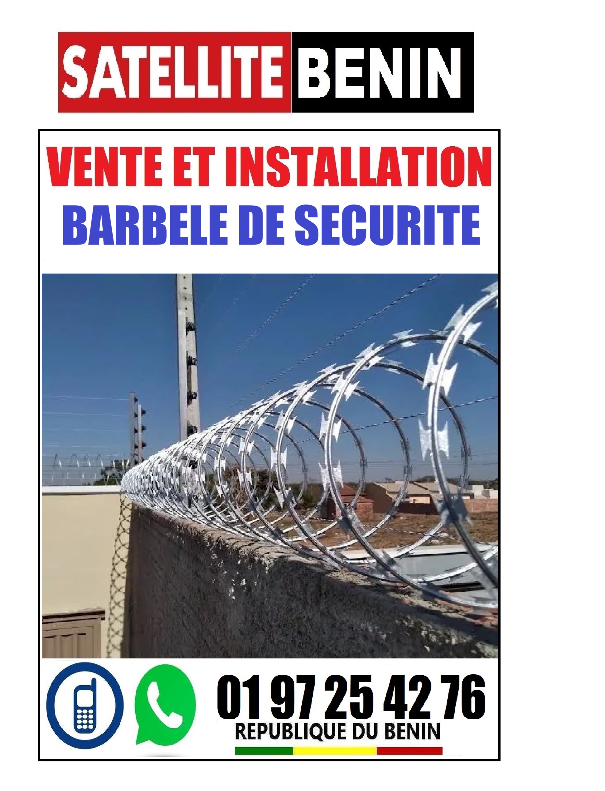 Vente et installation des Barbelées et Fils de clotures electrqiue de securité .