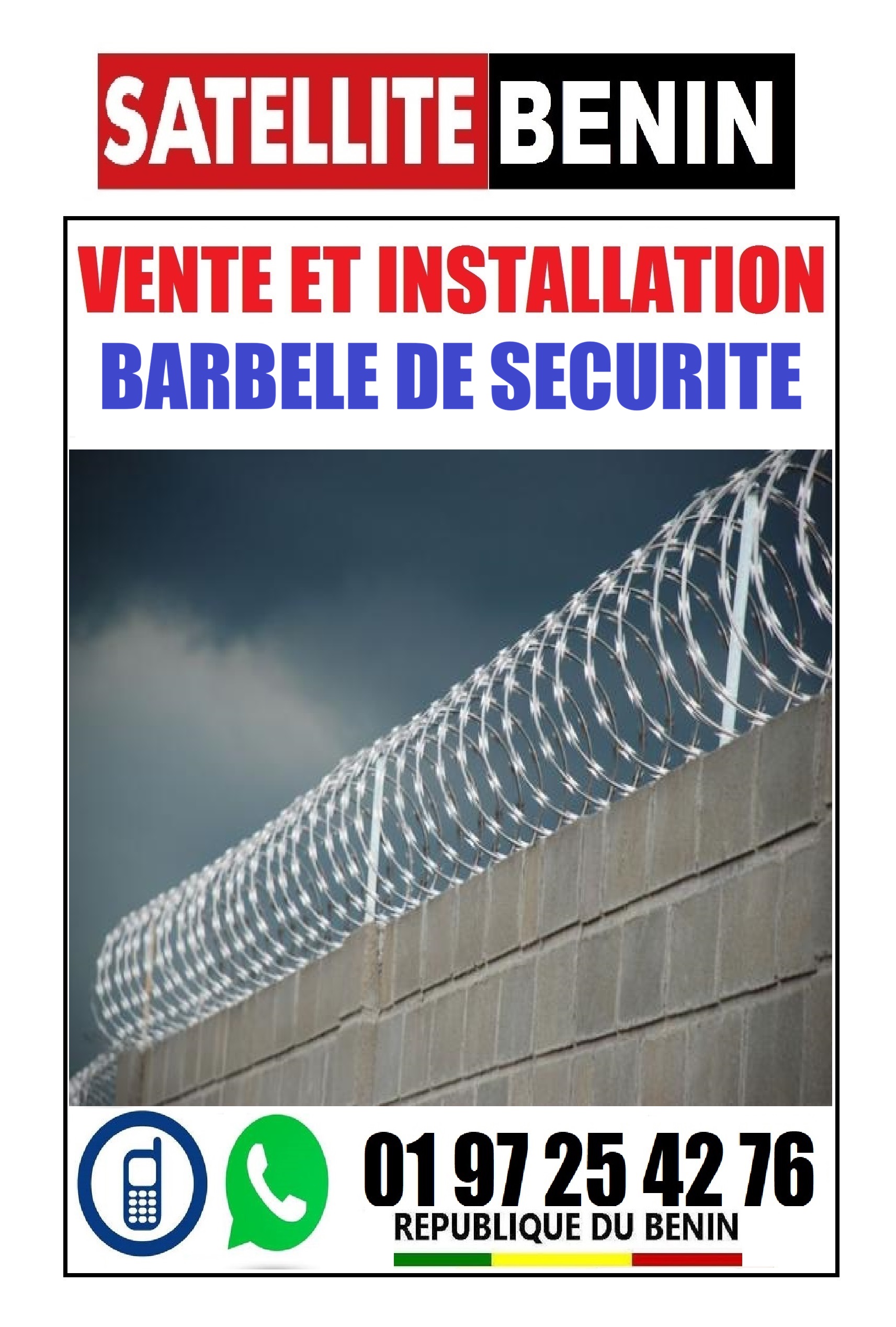 Vente et installation des Barbelées et Fils de clotures electrqiue de securité .