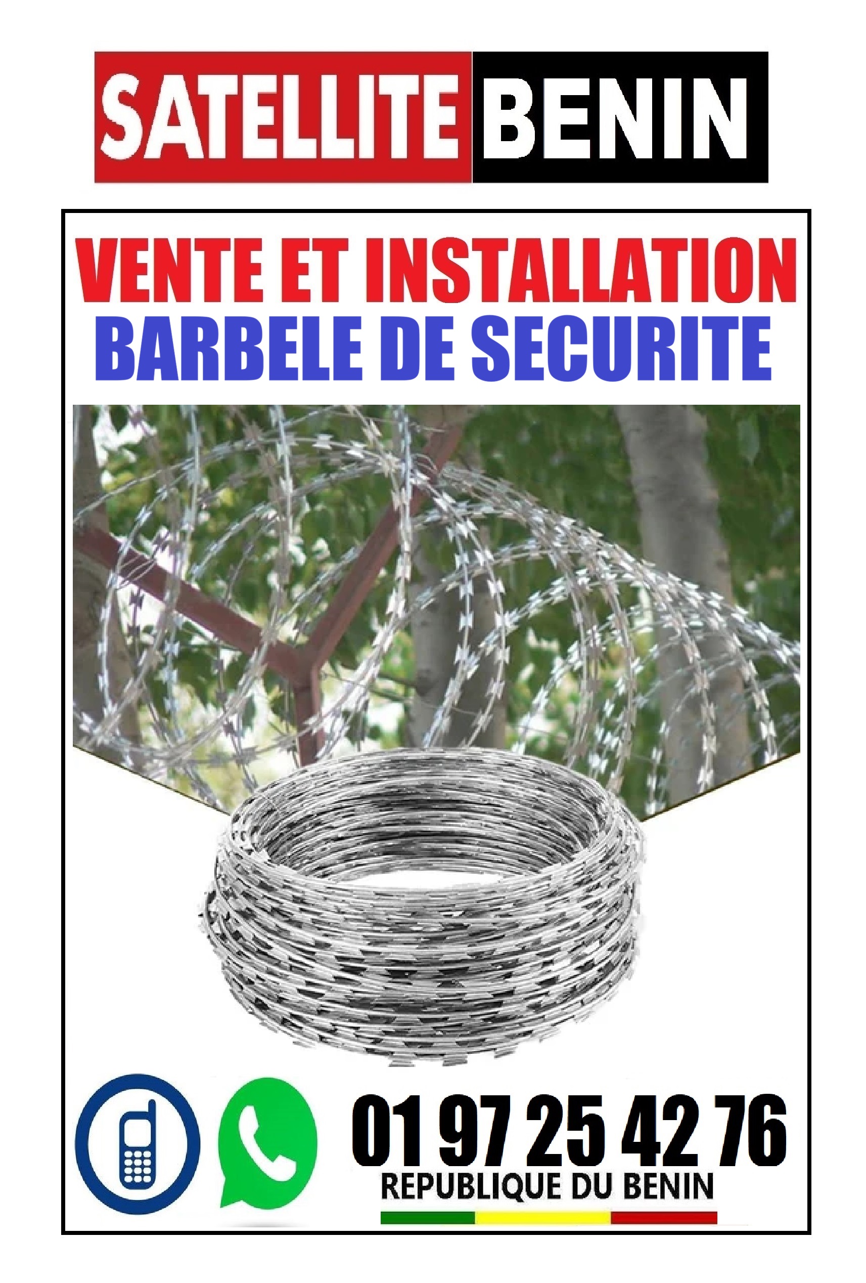 Vente et installation des Barbelées et Fils de clotures electrqiue de securité .