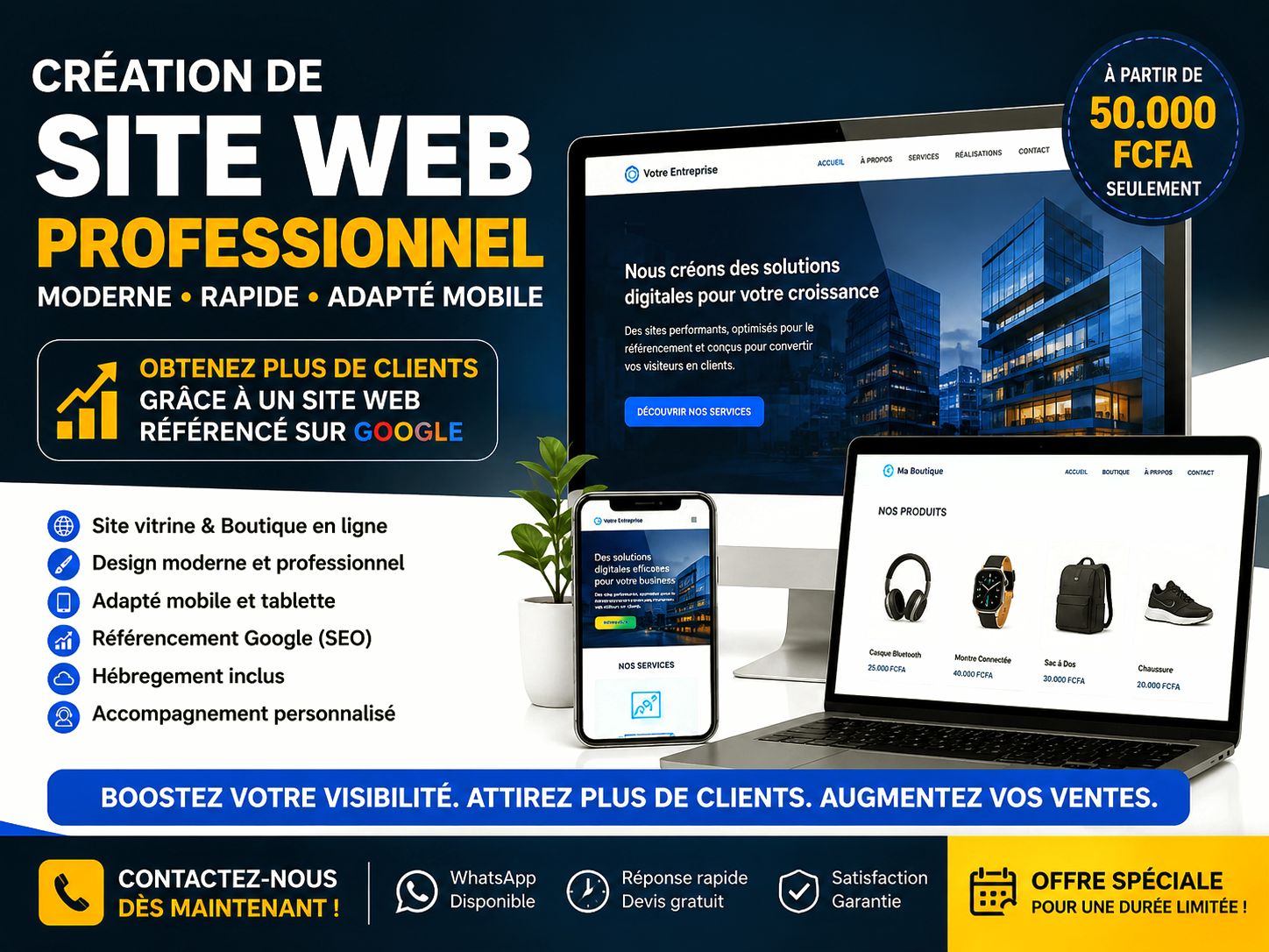 Attirez Plus de Clients avec un Site Web Professionnel.