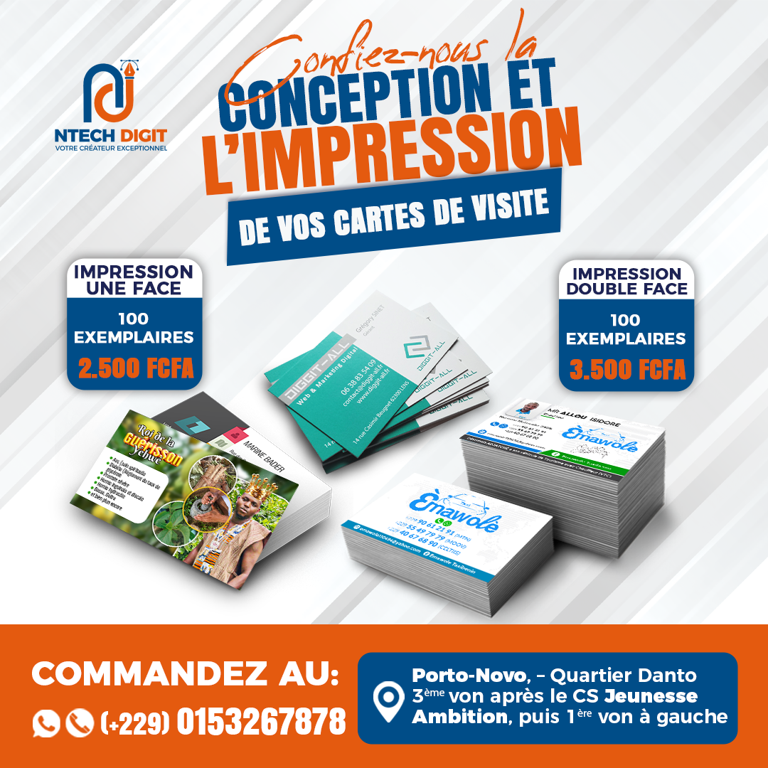 Impression de cartes de visite 1 face ou 2 faces Lot de 100