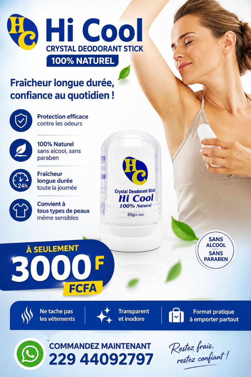 Déodorant Crystal Hi Cool 100% Naturel à nouveau disponible à seulement 3 000 FCFA
