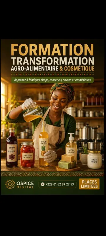 Formation de la transformation agroalimentaire et cosmétiques