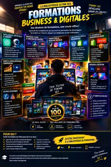 DIGITAL EMPIRE : Le Guide Complet Ultime Montage Vidéo, Affiliation, Revenus en Ligne, Clients E-commerce + 50 Formations Bonus Incluses